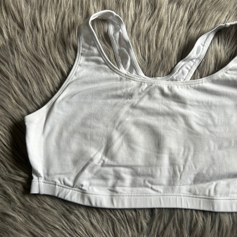 Leading Lady Wireless Bra Womens Size 42 B/C/D White Unpadded Racerback Wirefree - Picture 2 of 5